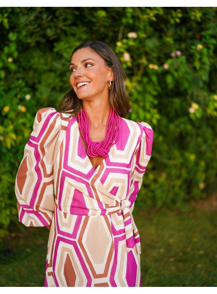 Vestido midi de invitada en tejido fluido estampado