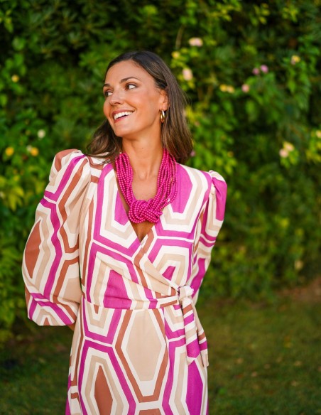 Vestido midi de invitada en tejido fluido estampado