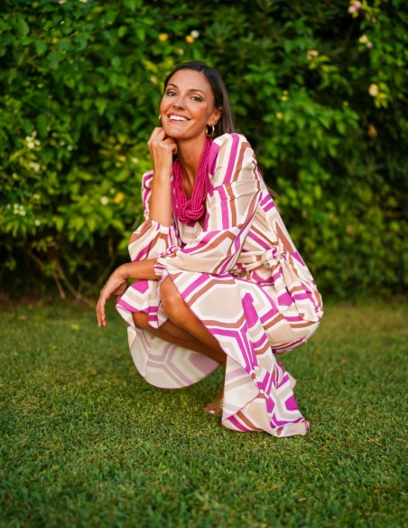 Vestido midi estampado en tejido fluido