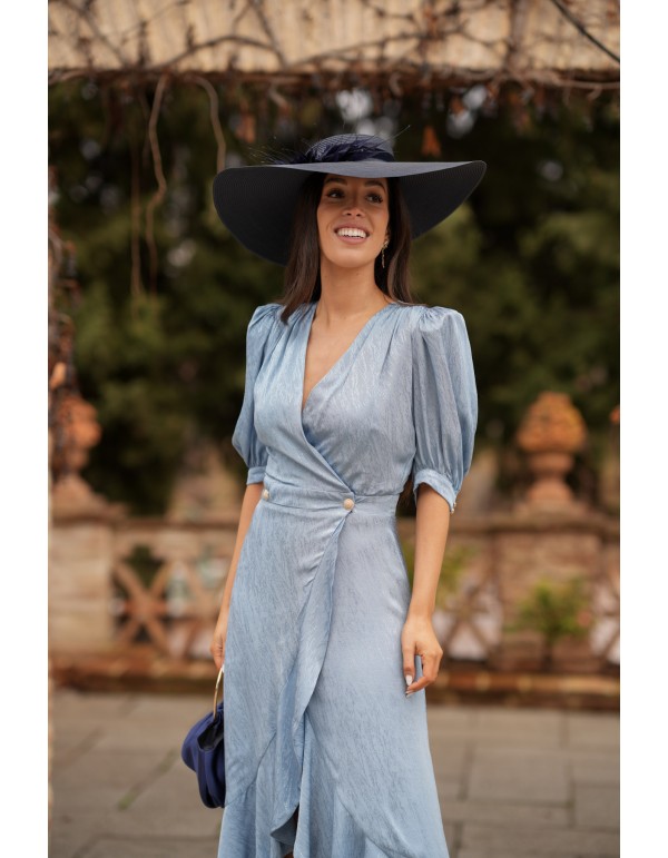 Robe midi avec décolleté en V et tissu drapé