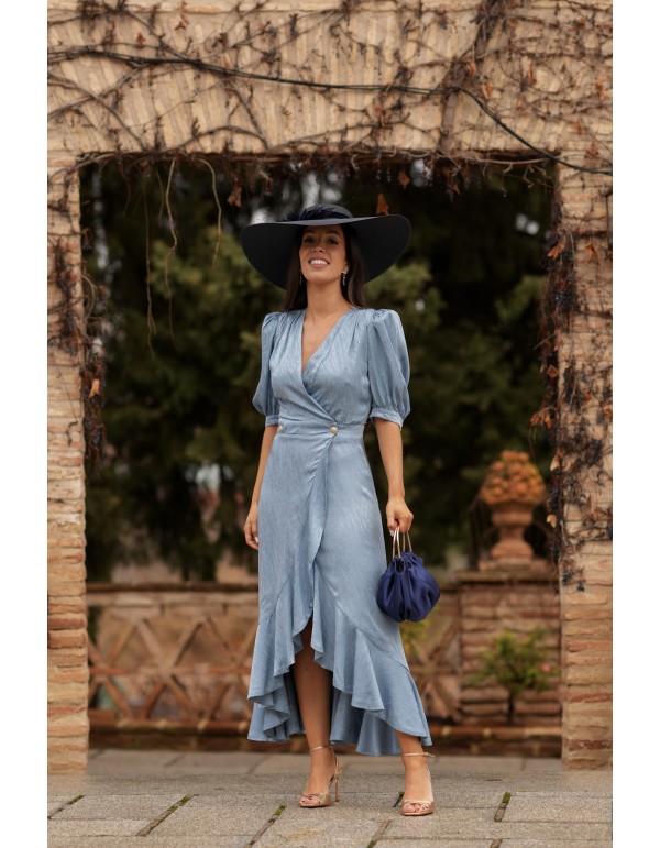 Robe midi avec décolleté en V et tissu drapé 2