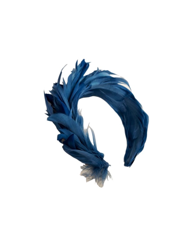 Navy blue feather guest headband