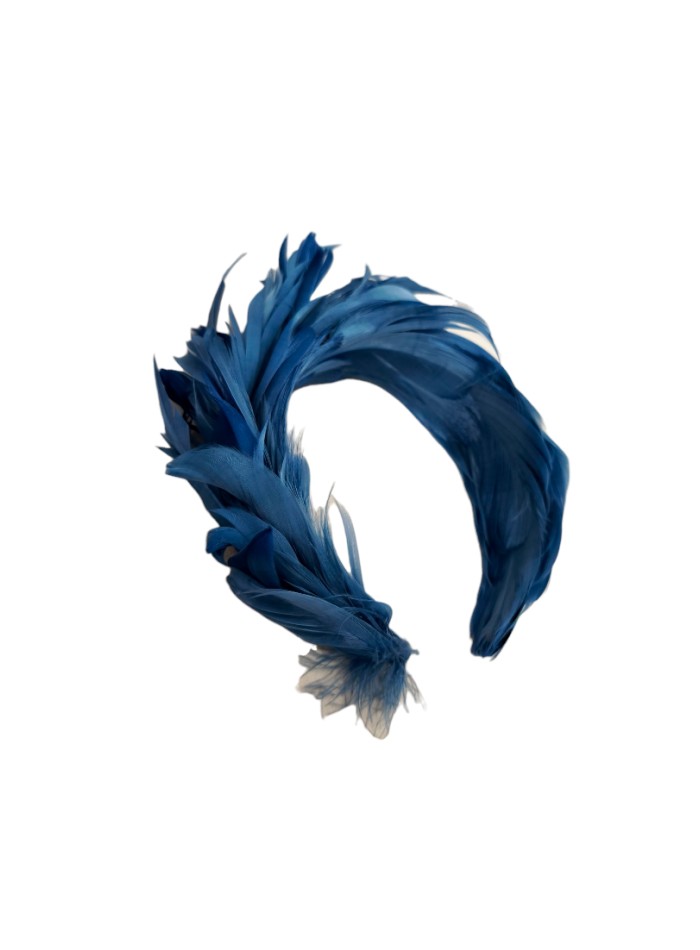 Navy blue feather guest headband