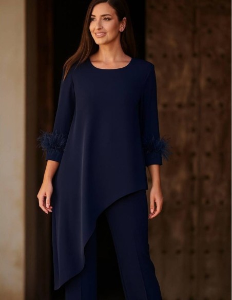 Two-piece navy blue guest ensemble