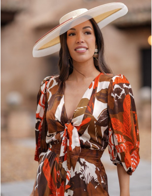 Shirt midi guest dress with printed fabric 2