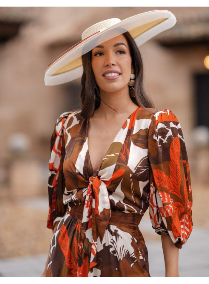 Robe d'invité midi en tissu imprimé