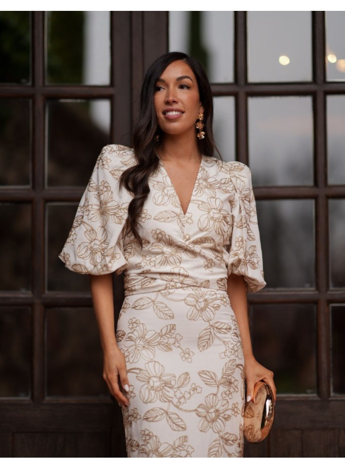 Ensemble deux pièces beige pour invités avec...