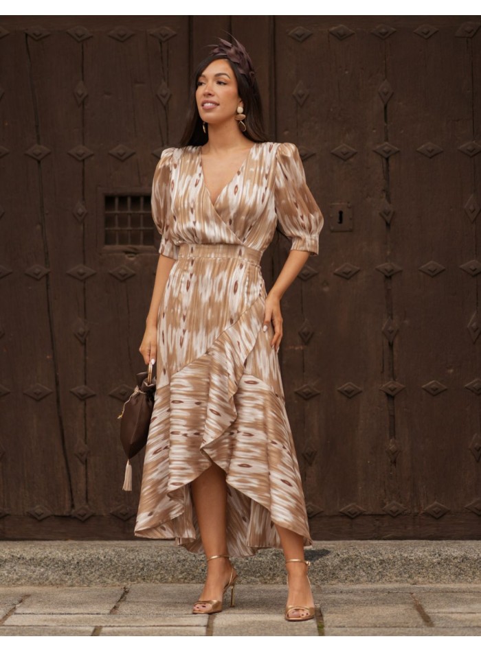 Midi dress with flowing fabric and asymmetrical...