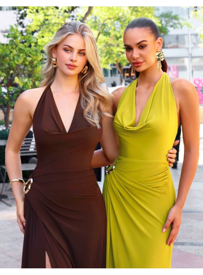 Robe de bal de fin d'année vert pistache avec...