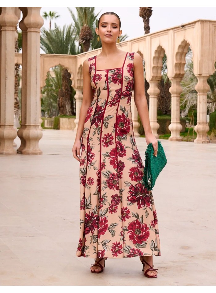 Bougainvillea floral print midi dress with...