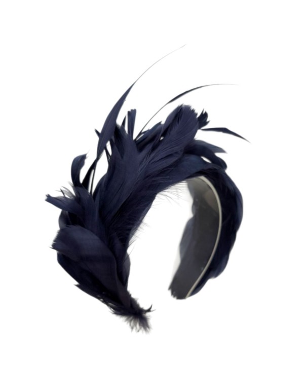 Feather headband for guests in navy color 2