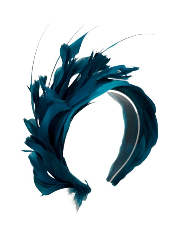 Feather headband for guest in duck blue color