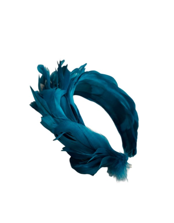 Bandeau de plumes pour invité en bleu canard 2