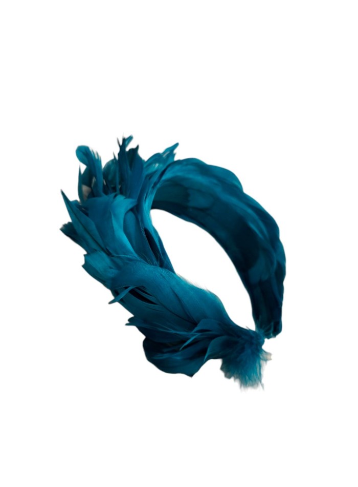 Feather headband for guest in duck blue color