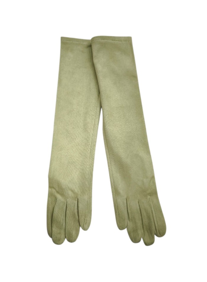 Pistachio color suede gloves for guests