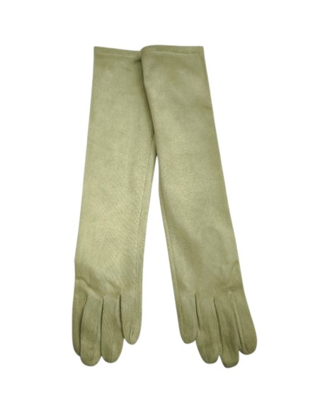 Pistachio color suede gloves for guests