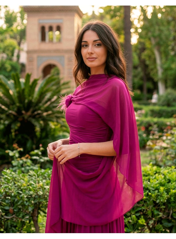 Robe longue Bougainvillea avec fleur amovible...