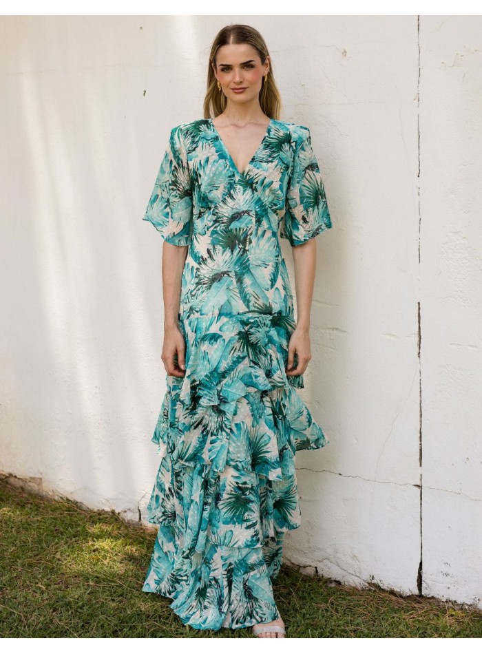 Robe d'invité longue en georgette imprimée de...