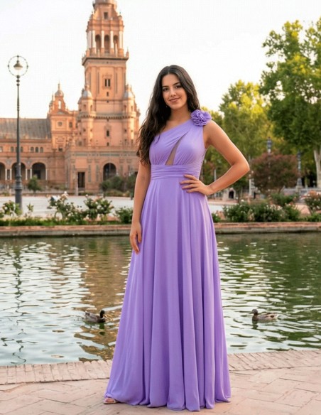 vestido de invitada boda lila