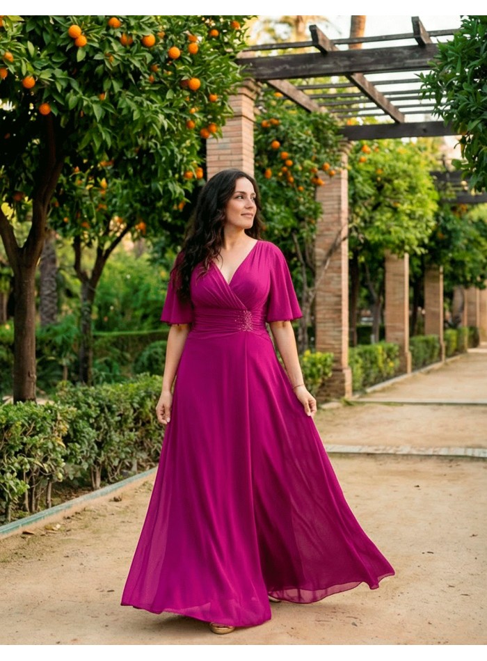 Vestido Largo Talla Grande con Drapeado y...