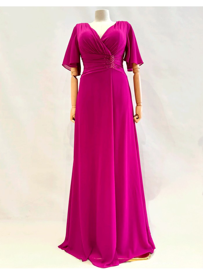 Oversize Draped Long Dress with Rhinestone...