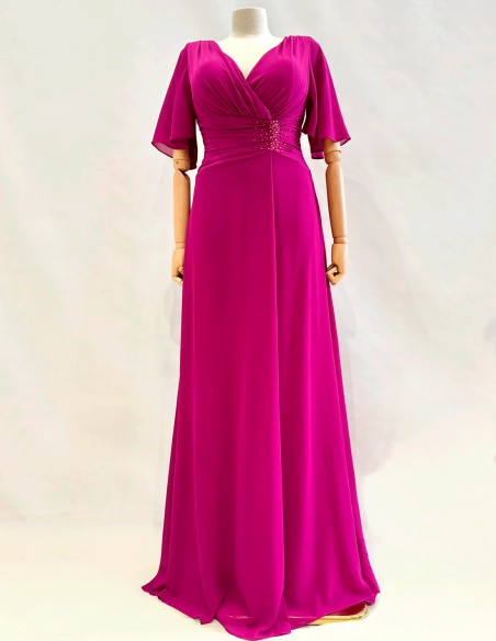 Oversize Draped Long Dress with Rhinestone Detailing