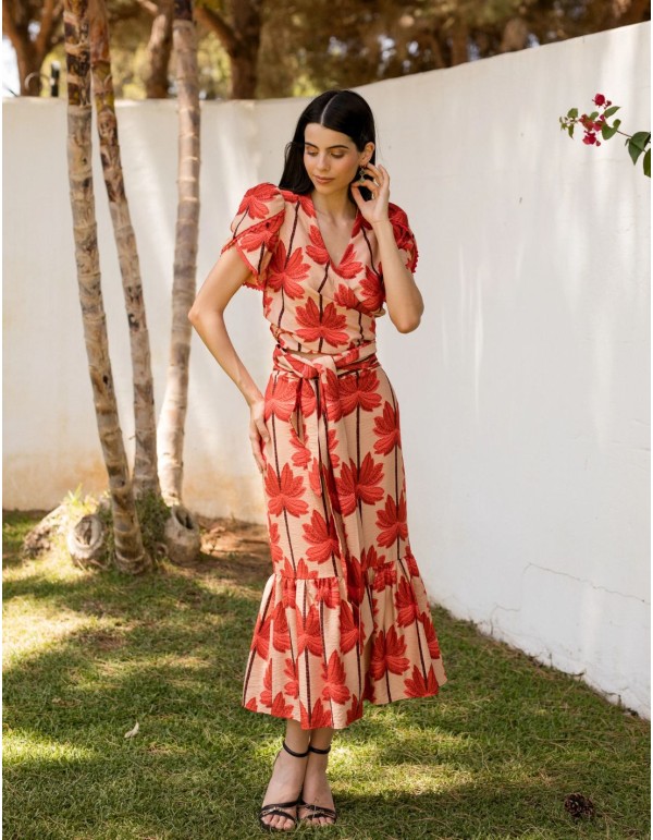 Conjunto dos piezas confeccionado en lino con estampado...