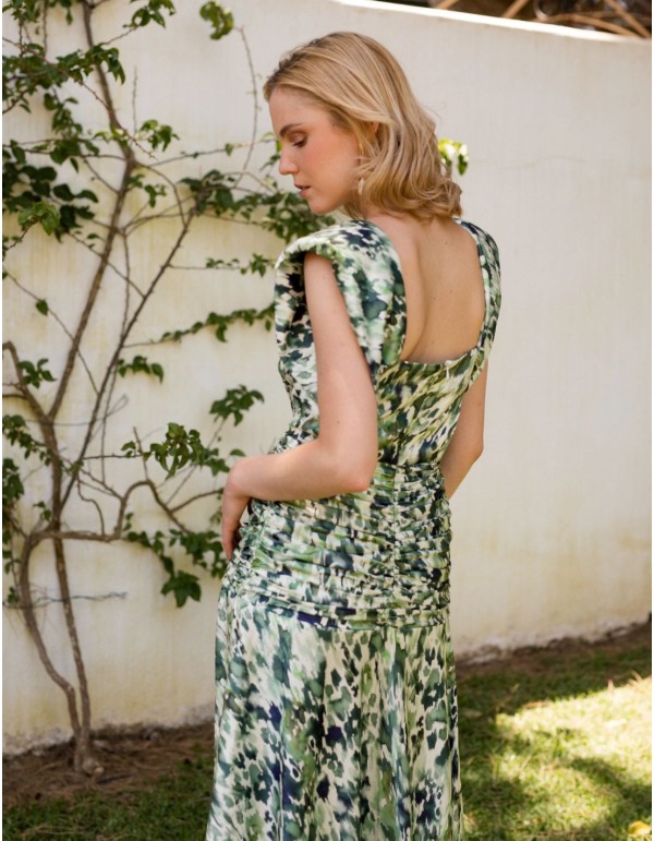 Vestido midi en satén para invitadas con estampado floral... 2