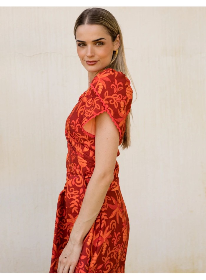 Ensemble deux pièces en lin avec imprimé floral