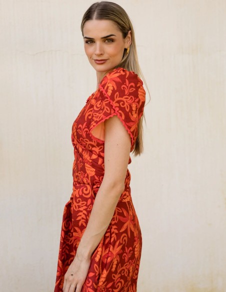 Two-piece set made of linen with floral print