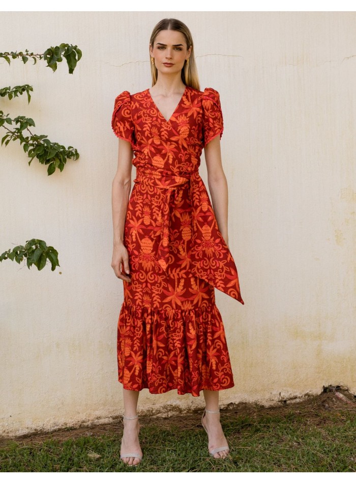 Ensemble deux pièces en lin avec imprimé floral