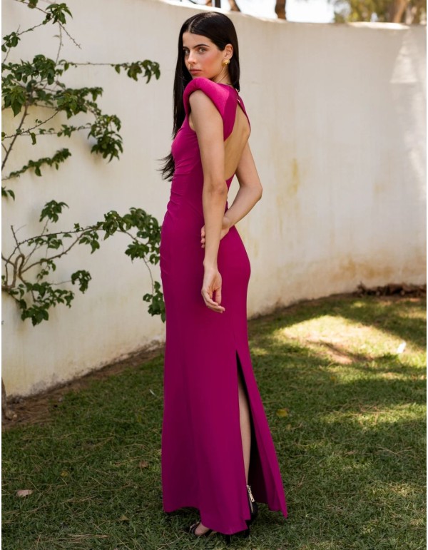 Bougainvillea long guest dress with ruching and open back 2