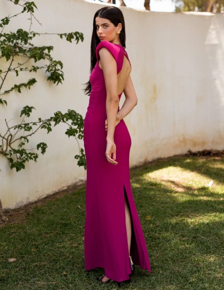 Bougainvillea long guest dress with ruching and open back