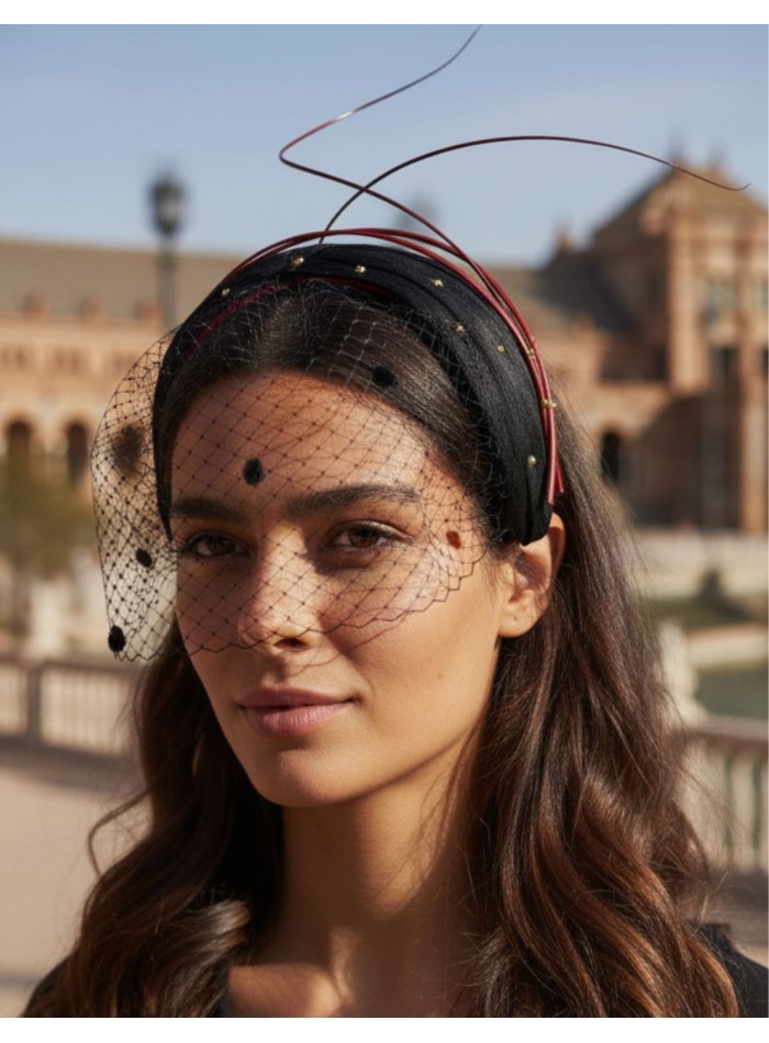 Guest headband black crossed with mesh and...