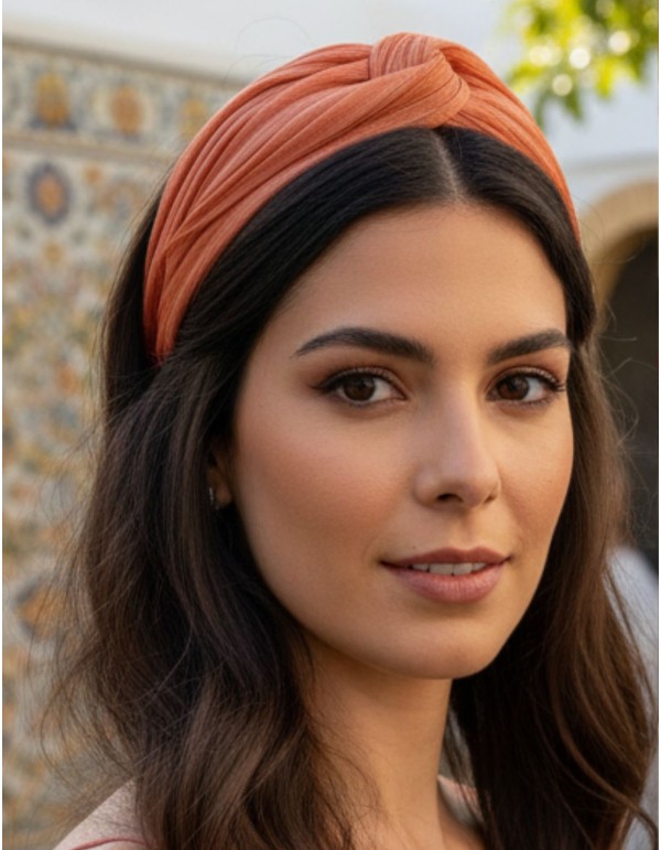 Guest headband in orange silk abaca