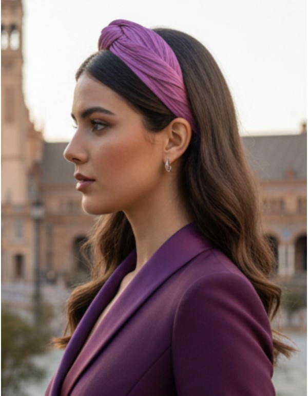Bandeau de fête en soie violette tressée