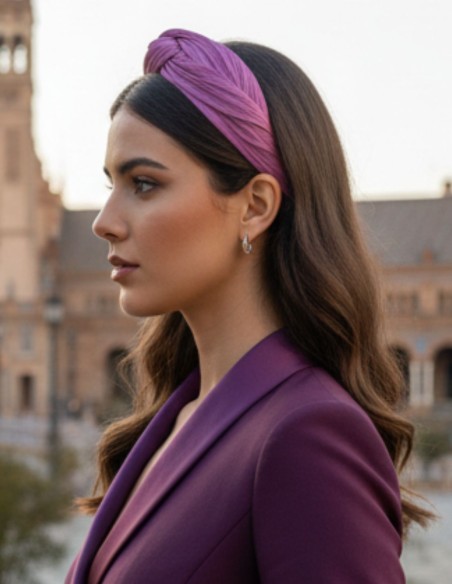 Bandeau de fête en soie violette tressée