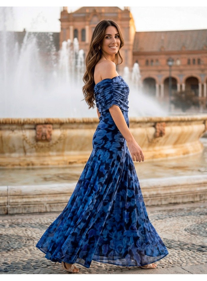 Vestido Largo para invitada boda azul