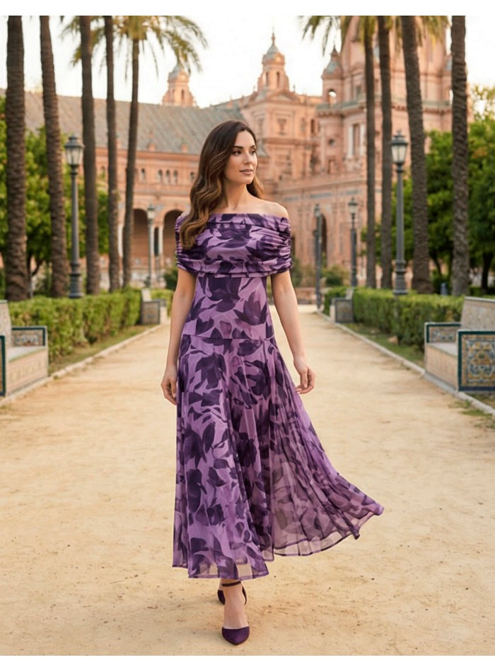 Vestido Largo Morado Sofisticado para Bodas y Eventos
