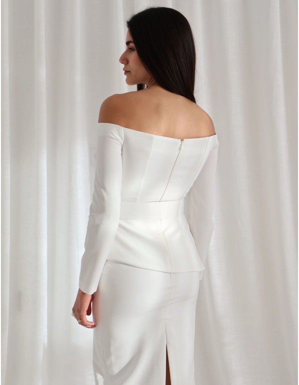 Two-piece structured white crepe two-piece set 2