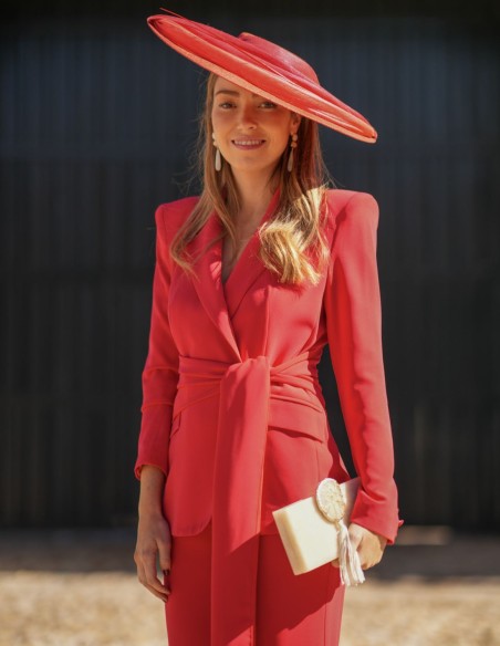 Ensemble deux pièces en crêpe rouge foncé