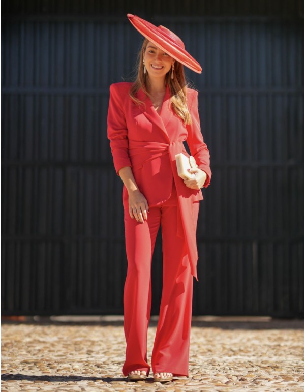 Ensemble deux pièces en crêpe rouge foncé