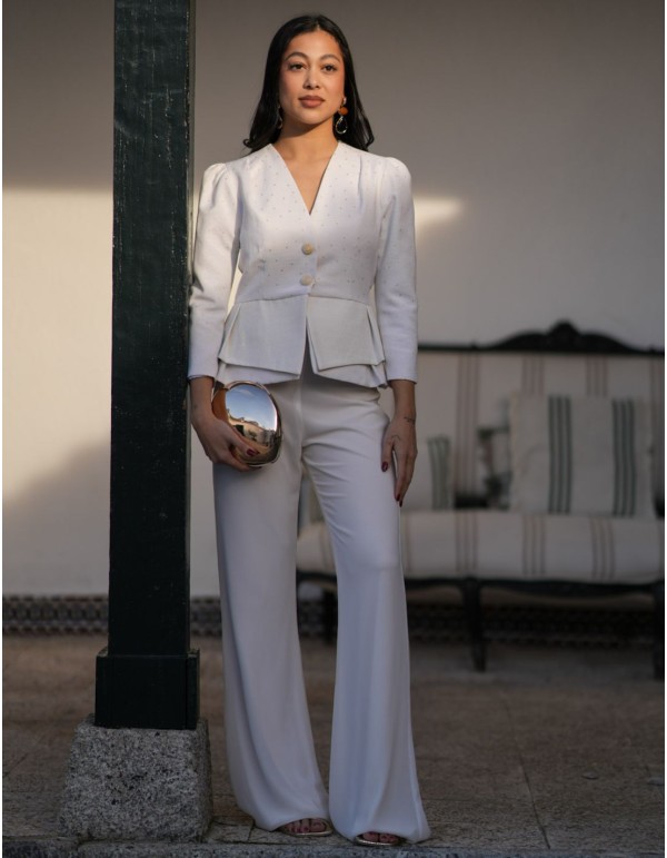 Conjunto de dos piezas con chaqueta de jacquard y...