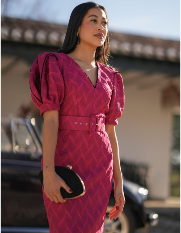 Vestido midi fucsia