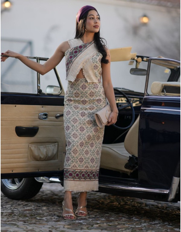 Ensemble pour invités en tissu rustique à imprimé...