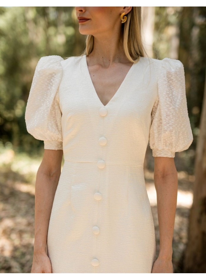 Vestido midi con escote en pico