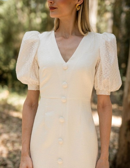 Vestido midi con escote en pico