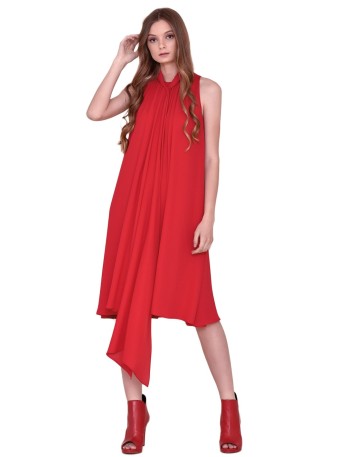 Cocktail dress with flounce and halter neck nuribel - 1