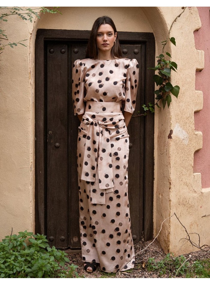 Short sleeve polka dots print top for guests