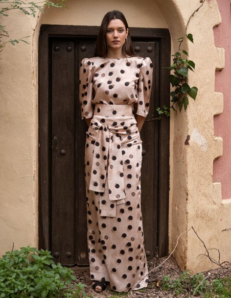 Top à manches courtes imprimé à pois pour les invités